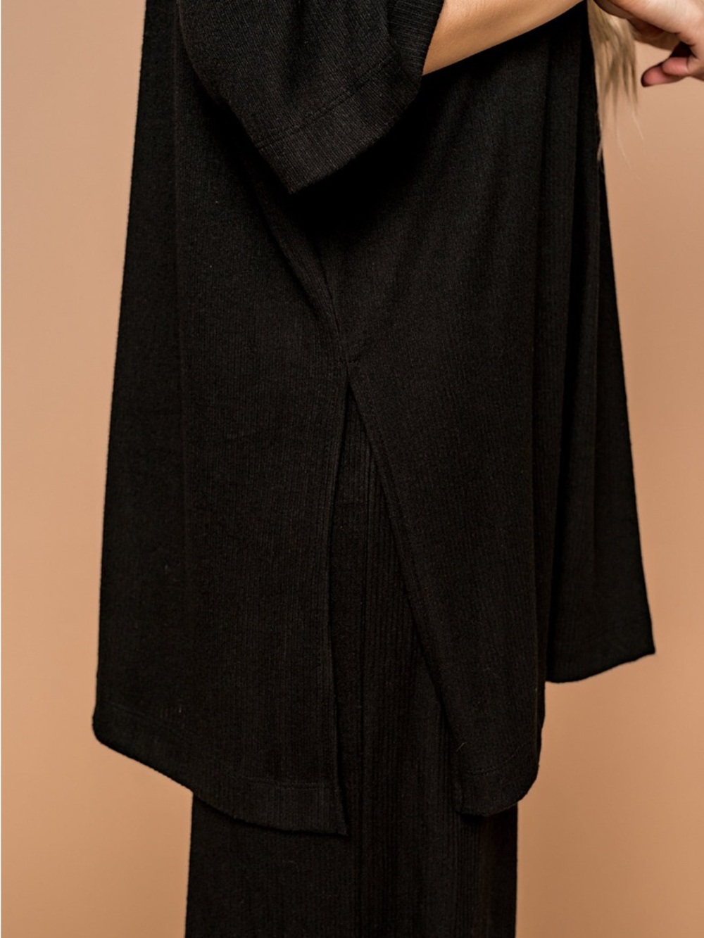 Dressed in LALA ribbed playsuit in black - Picture 2 of 15